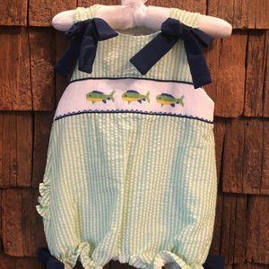 Holy City Smocks Seersucker Dolphin Bubble 18m